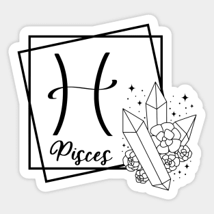 Pisces Zodiac Sign Floral Crystal Design Sticker